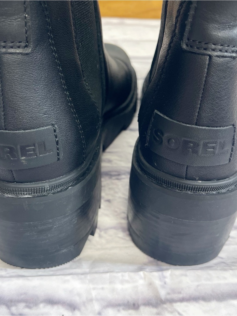 Sorel Joan Now Chelsea II Black Waterproof Leather Lug Boots Women’s 9 - Picture 6 of 8